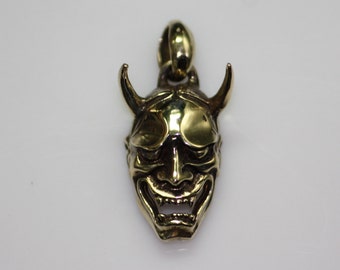 Brass hannya noh mask pendant charm japan