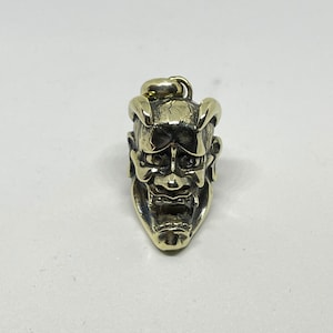 Solid Brass Japanese Demon Oni Evil Hannya Noh theatre Mask Pendant kabuki New