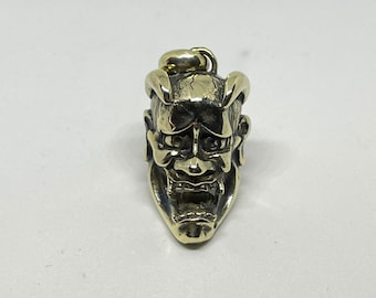 Solid Brass Japanese Demon Oni Evil Hannya Noh theatre Mask Pendant kabuki New