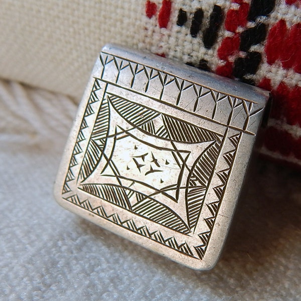 Moroccan KITAB Silver Protective Amulet; Traditional Tribal Symbols; Found in Marrakech Souk; Unique Pendant; Small, Modern and Compact.