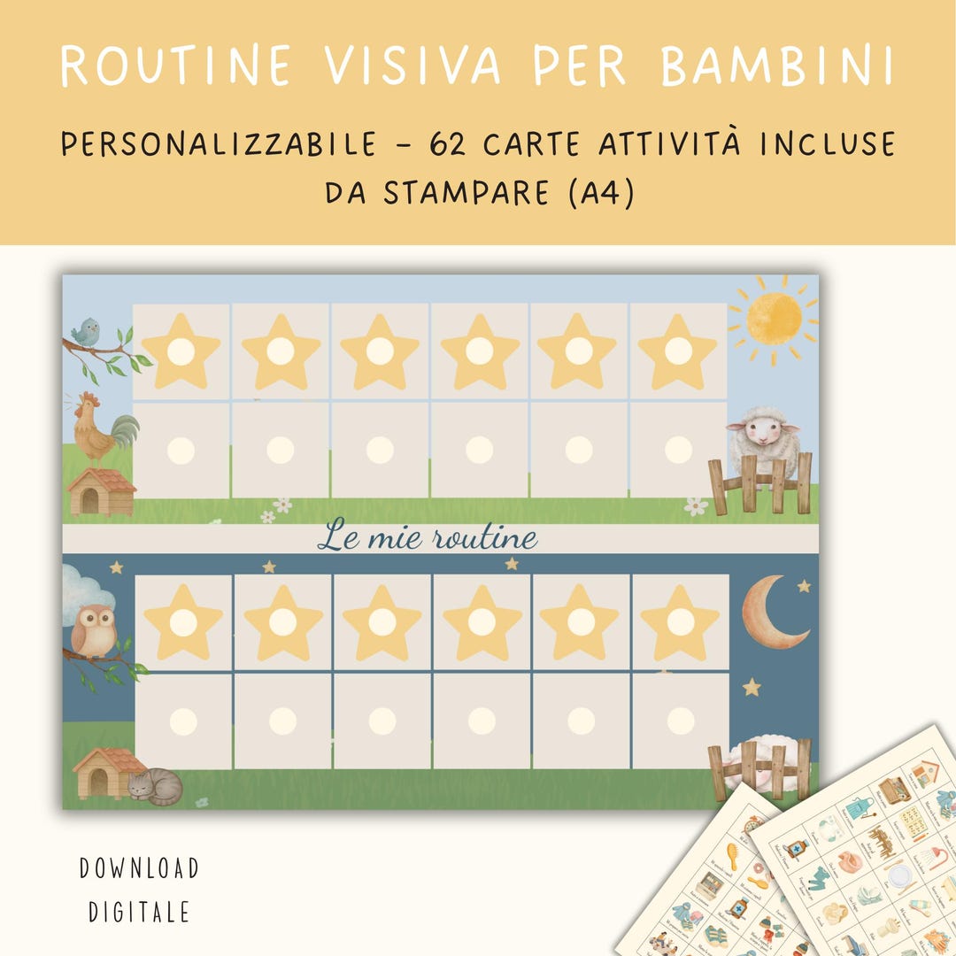 Customizable Children's Routine Chart in Italian, Morning and Evening ...