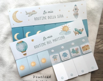 Tabella routine bambini italiano personalizzata, carte attività routine, routine mattina sera bambini, routine Montessori