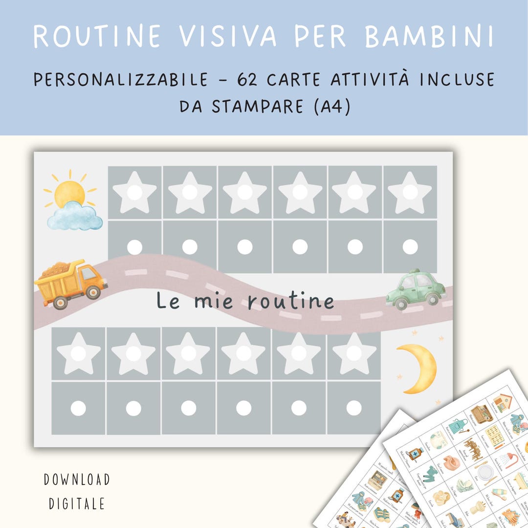 Customizable Children's Routine Chart in Italian, Morning and Evening ...