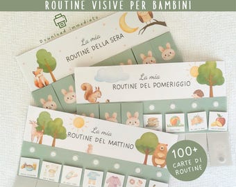 tabella routine bambini italiano, tabellone routine mattina e sera personalizzabile da stampare, carte routine da ritagliare