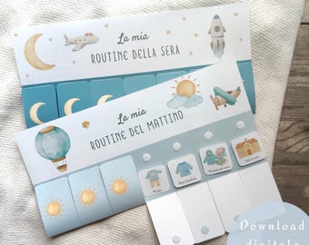 Tabella routine bambini italiano personalizzata, carte attività routine, routine mattina sera bambini, routine Montessori