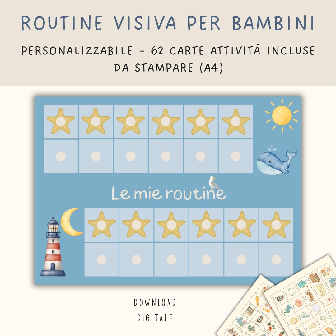 Customizable Children's Routine Chart in Italian, Morning and Evening ...