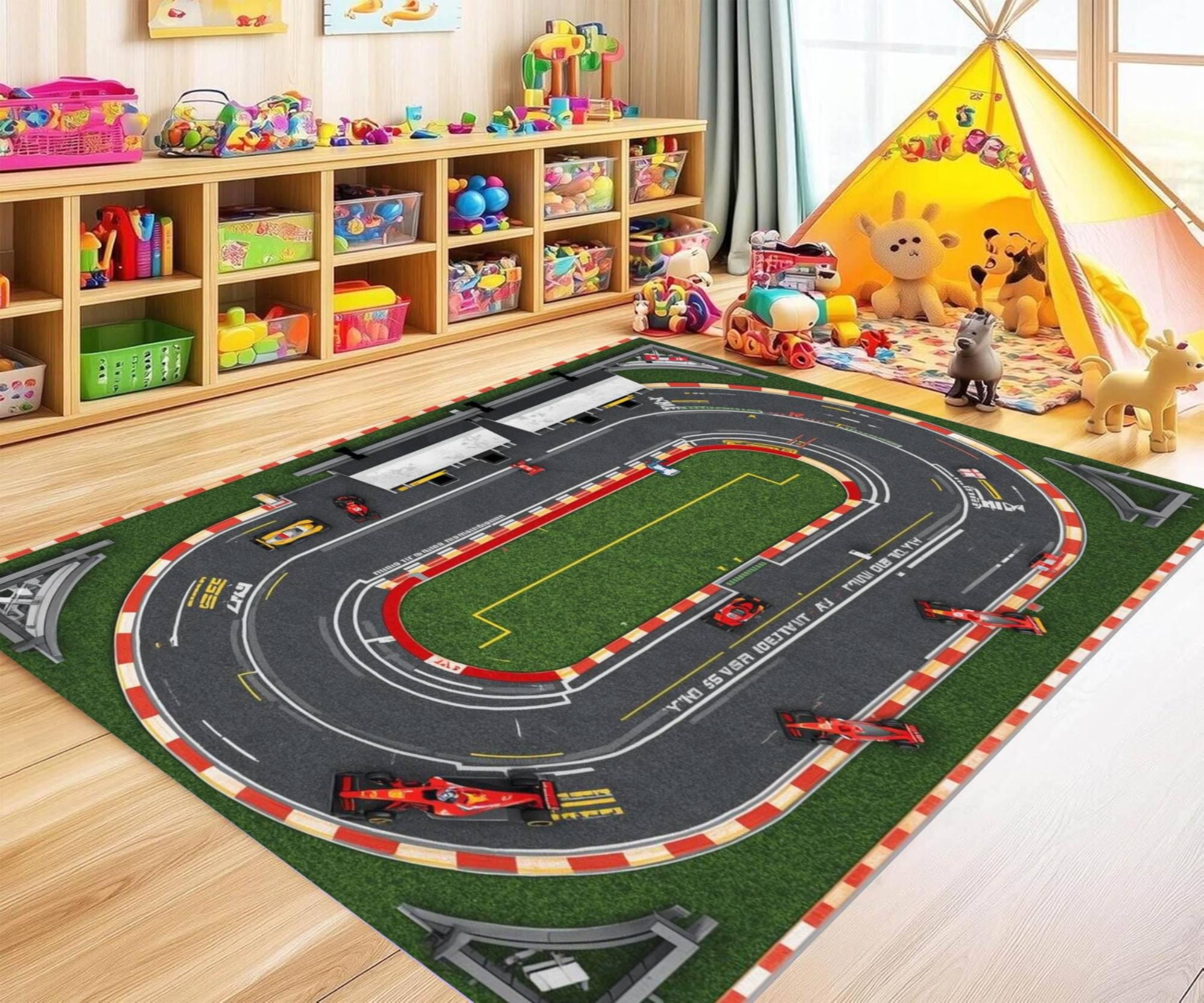 Race Track Area Rug, Formula Style, Game Room Carpet - Etsy