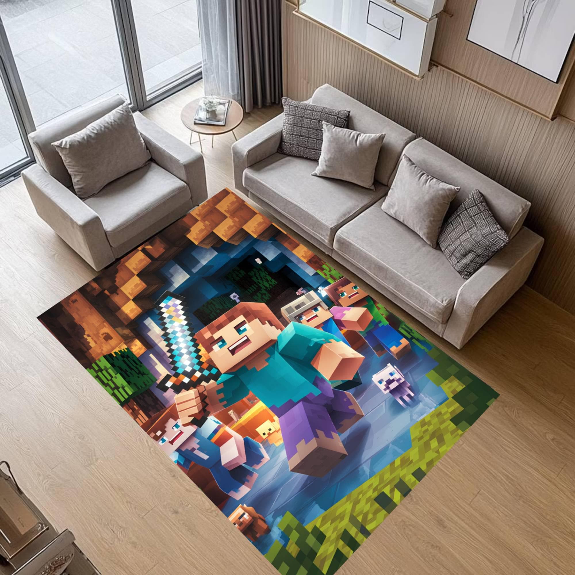 Discover Block Game Cave Escape Rug