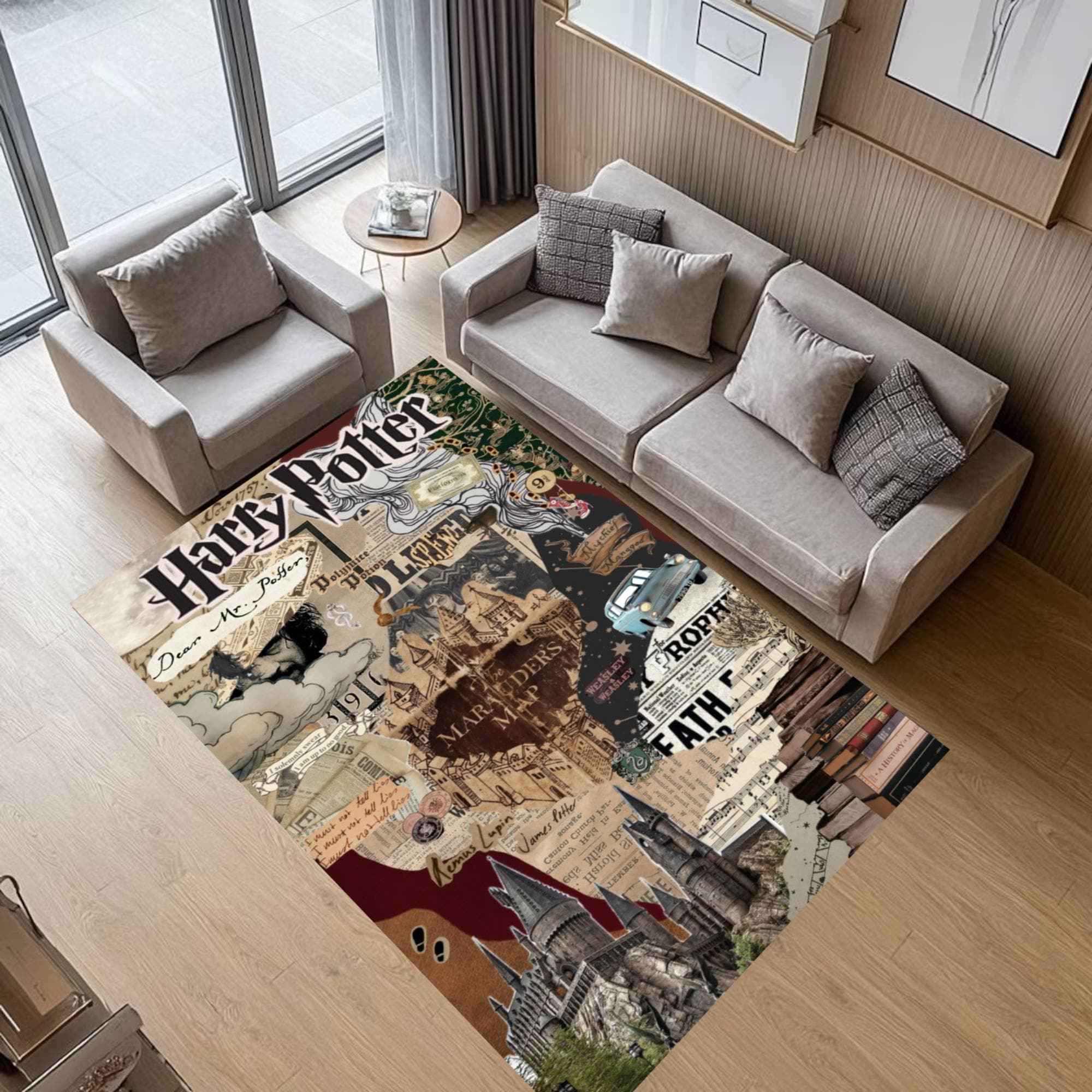 Discover Wizard Magic Area Rug, Fantasy Spell Pattern Floor Mat, Kids Room Rug, Bedroom Decor