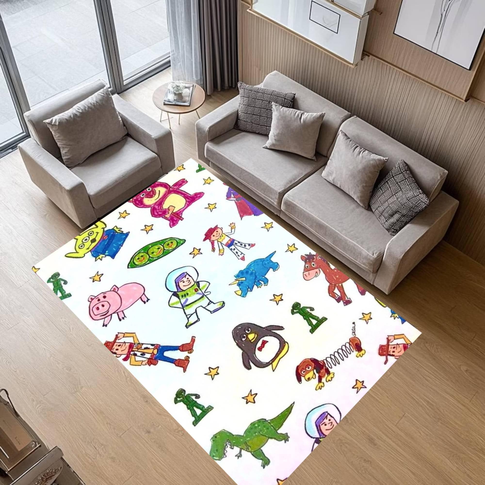 Discover Doodle Character Kids Rug, Cartoon Area Mat
