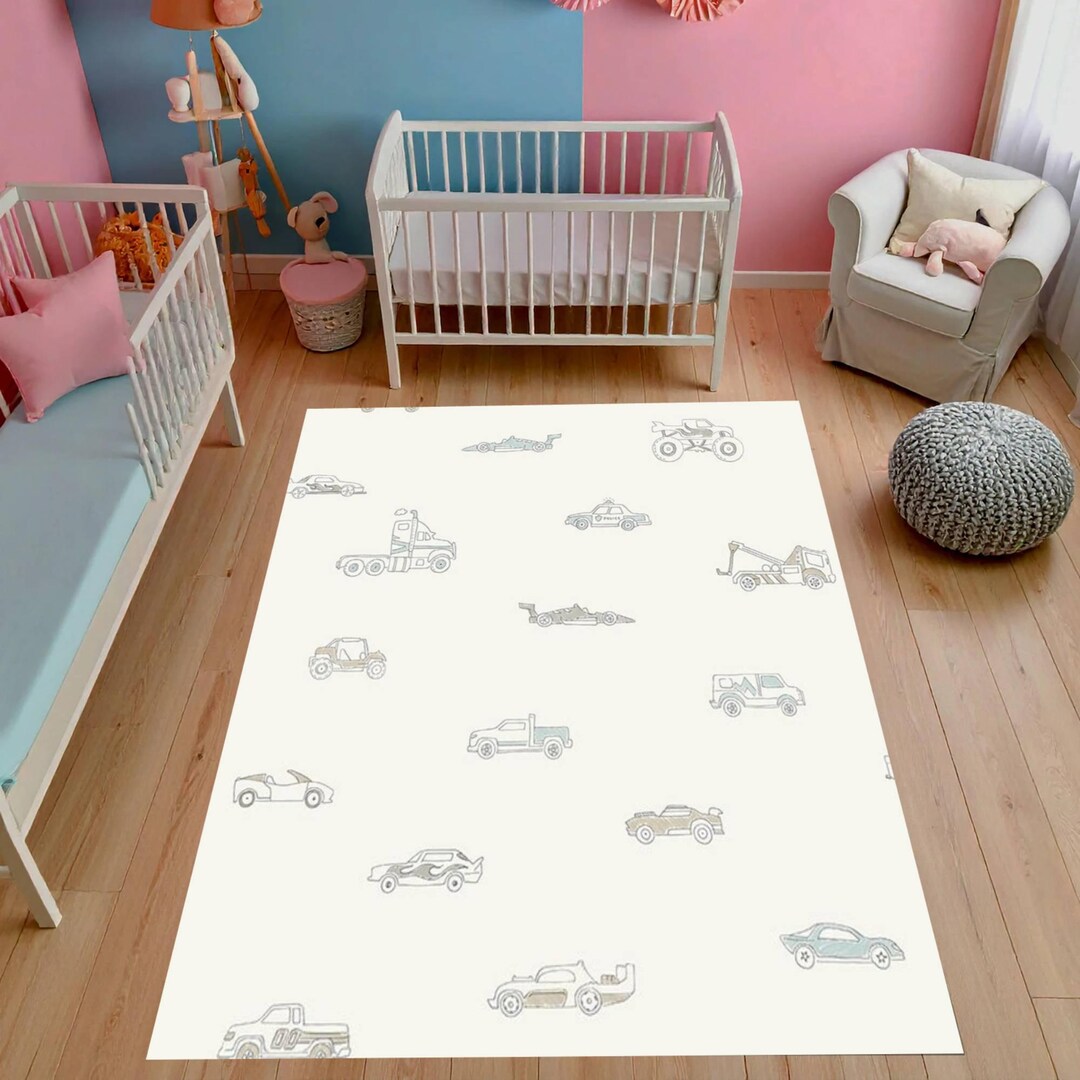 Car Rug Templet Cars and Trucks Nursery Rug, Soft Washable Playroom Rug - Etsy