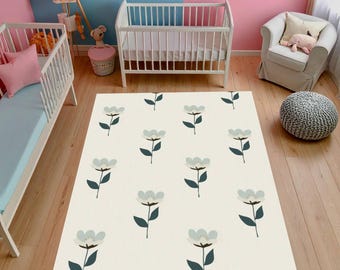 Flower Area Rug for Kids – Washable Rug
