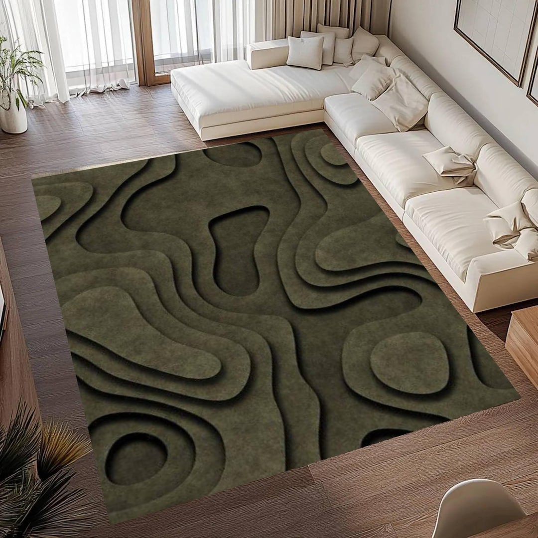 Topography Rug Pattern 3D Topographic Rug, Modern Texture Carpet, Earth Tone Design - Etsy