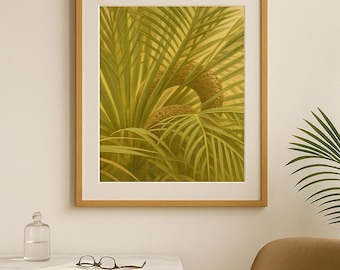 Palm Leaf Wall Art Print, Tropical Botanical Decor, Green Nature Artwork