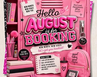 August Booking Flyer Canva Template | Lash Nail Brow Waxing Appointment Post | Multi Service Beauty Promo | Editable Instagram Flyer