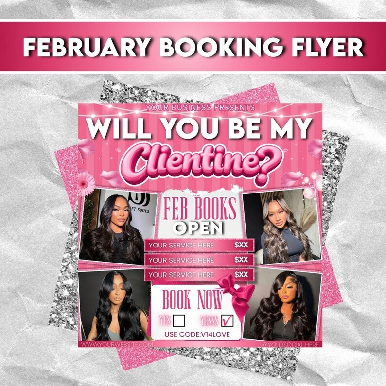 February Booking Flyer Canva Template Editable Appointment Promotion ...