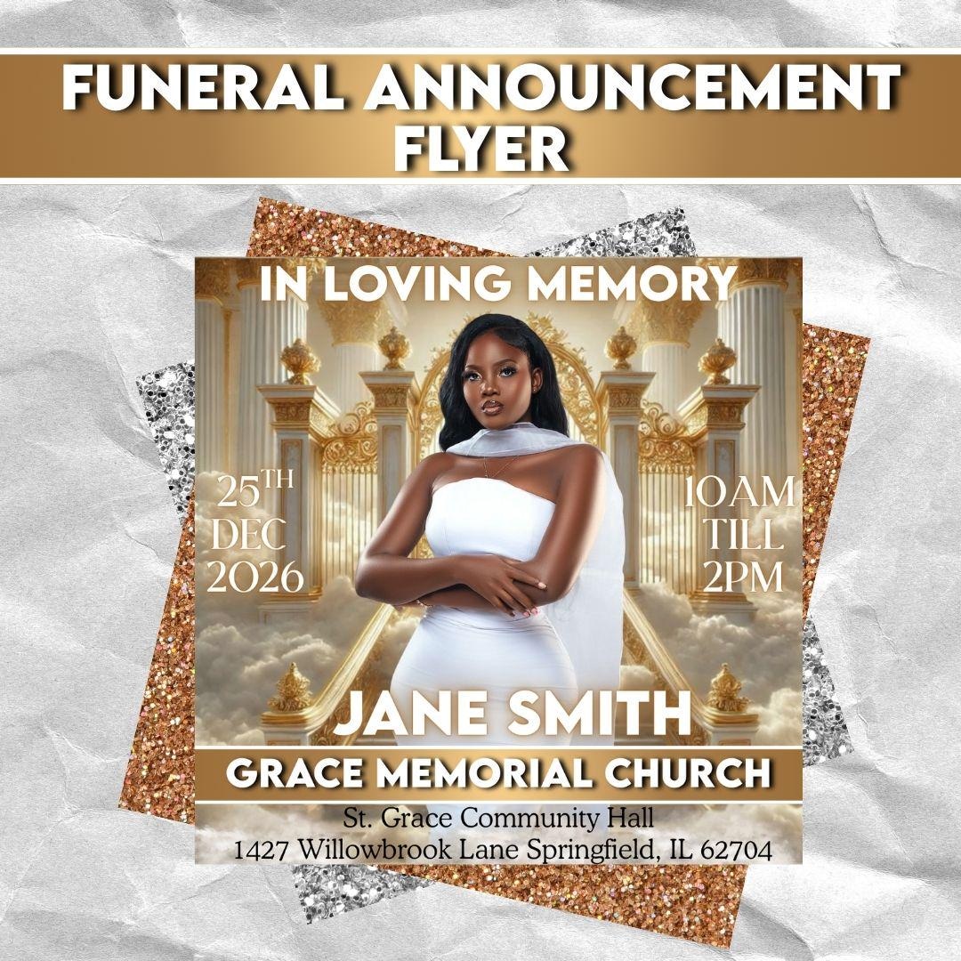 Funeral Announcement Canva Template Editable Memorial Notice Printable ...