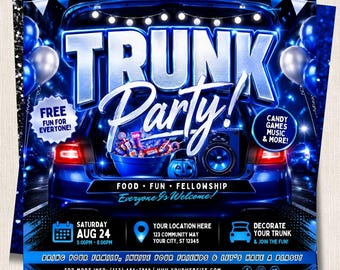 Trunk Party Flyer Canva Template | Church Halloween Trunk or Treat Event Invite | Fall Community Party Editable Social Media Post