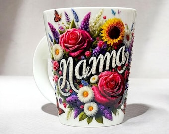 Sunflower Mama Mug, Floral Gift for Mom, Handmade Rhinestone Mug, Ready to Ship, Mother’s Day Gift, Unique Flower Cup
