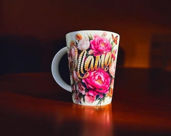 Gold Name Mug, Luxury Gift for Her, Handmade Rhinestone Mug, Elegant Personalized Style Cup, Ready to Ship, Birthday Gift Woman