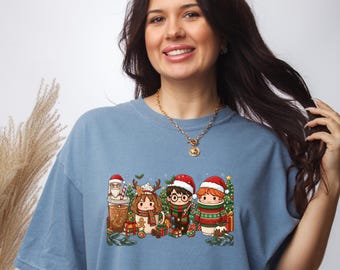 Magical Wizard Coffee Christmas T-Shirt | Bookish Gift | Holiday Sweater Style Tee