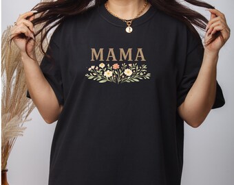Mama Floral Shirt, Minimalist Botanical Mom Tee, Mother's Day Gift