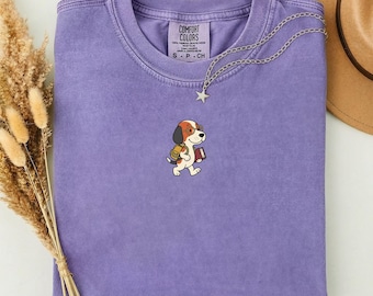 Cartoon Dog T-Shirt, Smart Puppy Graphic Tee, Back to School Gift for Teacher