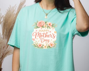 Happy Mother's Day Watercolor Floral Mama Tee, Spring Boho Mother Shirt