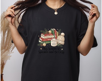 Cozy Bookish Christmas T-Shirt | Librarian & Teacher Gift