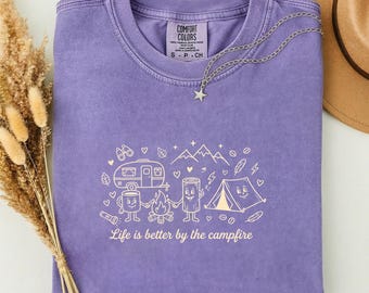 Life is Better by the Campfire Graphic Tee, Retro Camping Shirt