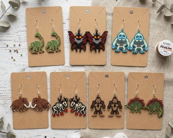 Conjunto de pendientes de críptidos con patrón de punto ladrillo / Colores Miyuki Delica 11/0 / Joyería de regalo original y divertida para hacer tú mismo / Descarga digital en PDF