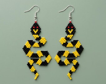 Patrón de pendientes de serpiente marina con cuentas / Tutorial de cuentas de punto ladrillo / Miyuki Delica 11/0 / PDF de joyería náutica con animales para hacer tú mismo