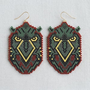 Gothic Raven Beaded Earrings Pattern | Brick Stitch Tutorial | Miyuki Delica 11/0 Color | DIY Dark Academia Jewelry | Tribal Style Seed Bead