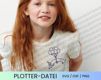 Plotter file Dachshund with balloons for children's sweater, T-shirt or similar, birthday