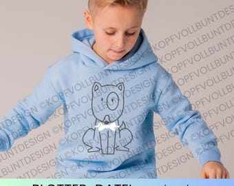 Plotter file dog Peppi with bow tie for kids' sweater or t-shirt, two-tone