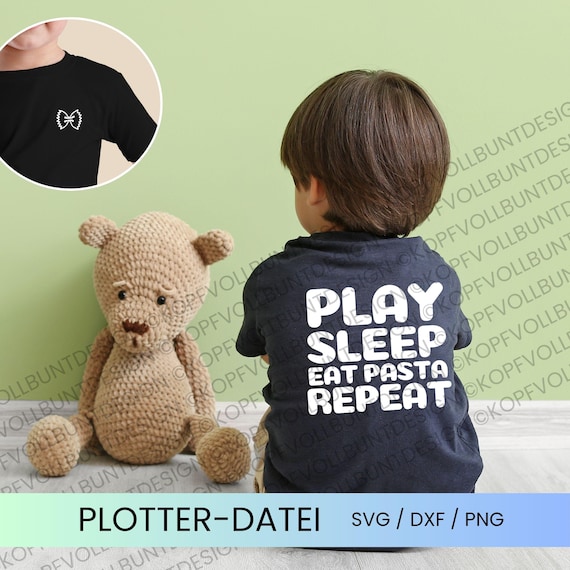 Plotterdatei Kids Statement Pulli oder Shirt: Pasta-Liebe für kleine Nudel-Fans, Backprint und Brust-Emblem