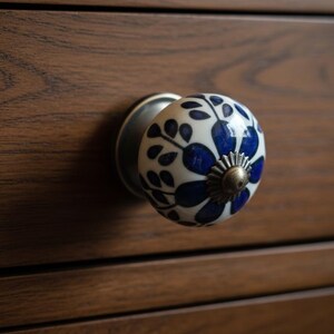 Ceramic Drawer Knobs | Wineglass Pattern & Gunmetal Centre | Sold in Pairs