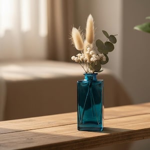 Blue Glass Flower Vase or Diffuser Bottle 12cm
