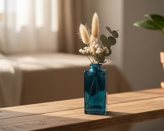 Blue Glass Flower Vase or Diffuser Bottle 12cm