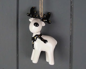 Black and White Ceramic Deer L5.2xD3.5xH8.8cm