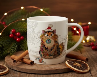 Bug Art Cat Baubles Mug with presentation box.