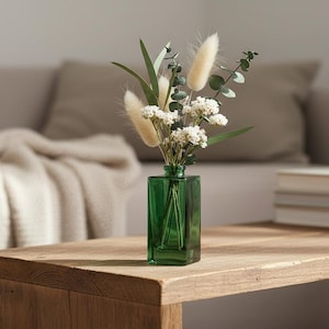 Green Glass Flower Vase or Diffuser Bottle, 12cm