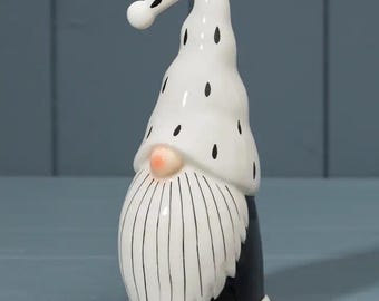 Black and White Ceramic Santa L8.3cm x D7.8cm x H17.2cm