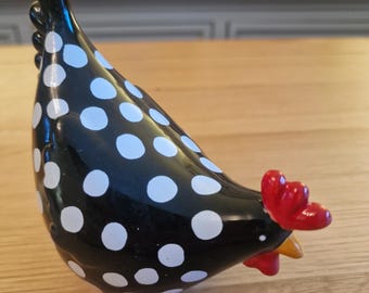 Black Speckled Chicken (Pecking) H12.3cm