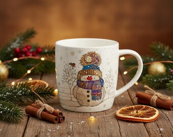 Bug Art Snowman Mug with presentation box.