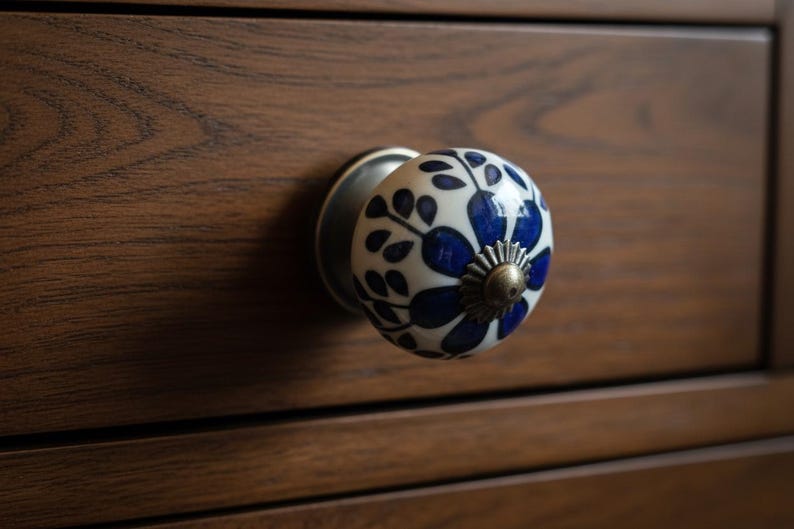Patterned Door Knobs, 7cm -One Pair image 1