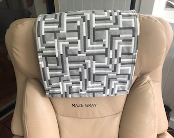 Recliner Chair Protection for Furniture, Headrest Cover, Limited Stock, Upholstery Maze Gray Color, Size 14x30"  RV, Media Rm, Office, Gift