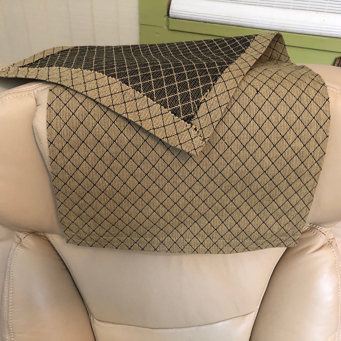 Recliner Chair Head Cover Furniture Protector Black/Tan Etsy