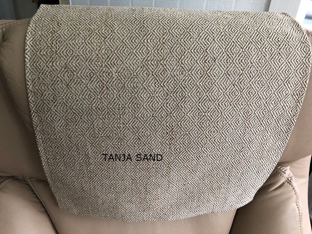 Recliner Headrest Cover, Furniture Protector, Tanja SAND, Upholstery Material, Size 14x30,for RV