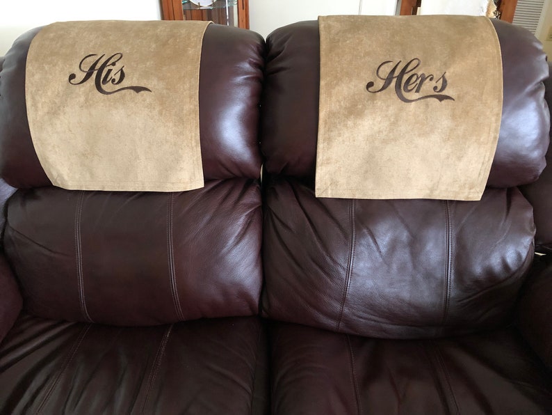 Furniture Protectors Gift Idea Recliner Chair Headrest Covers 14x30intheater Seat Pad Headrest Pads Uf Camel Embroidered His Hers Set